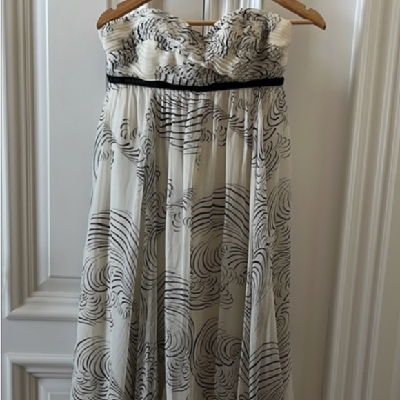 Marchese Silk Taffeta Strapless Black + White Dress - Picture 2 of 12